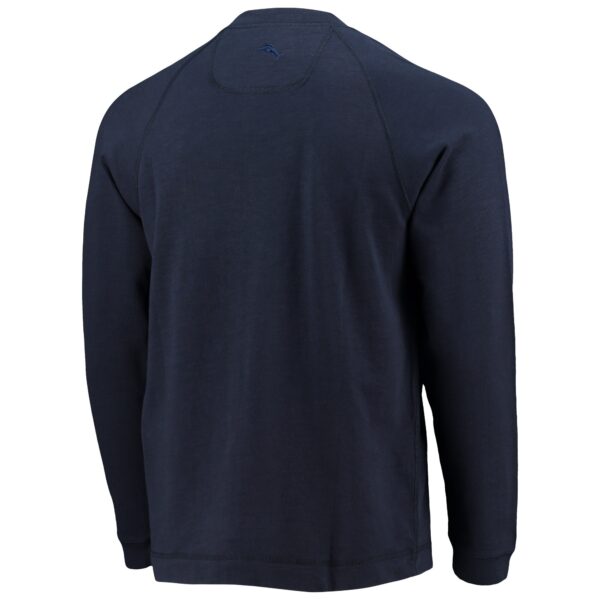Men's Tommy Bahama Navy Dallas Cowboys Sunset Slub Raglan Henley Long Sleeve T-Shirt - Image 3
