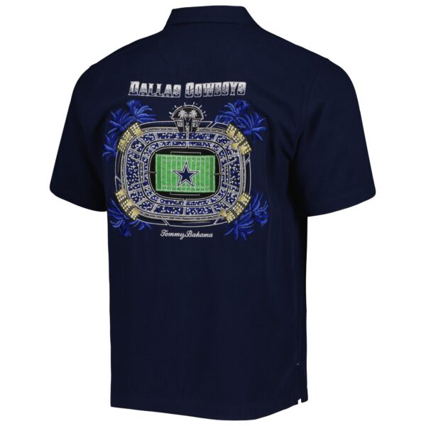 Men's Tommy Bahama Navy Dallas Cowboys Top of Your Game Camp Button-Up Shirt - Image 3