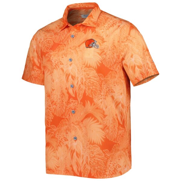 Men's Tommy Bahama Orange Cleveland Browns Coast Luminescent Fronds Camp IslandZone Button-Up Shirt - Image 2