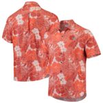 Men's Tommy Bahama Orange Cleveland Browns Coconut Point Playa Floral IslandZone Button-Up Shirt