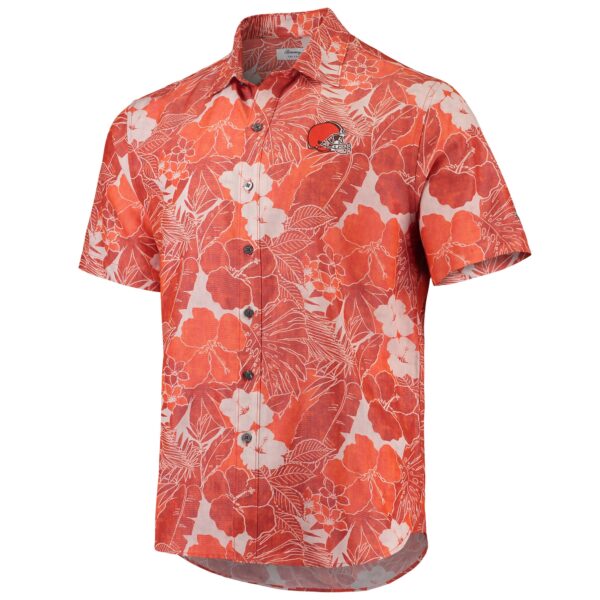 Men's Tommy Bahama Orange Cleveland Browns Coconut Point Playa Floral IslandZone Button-Up Shirt - Image 2