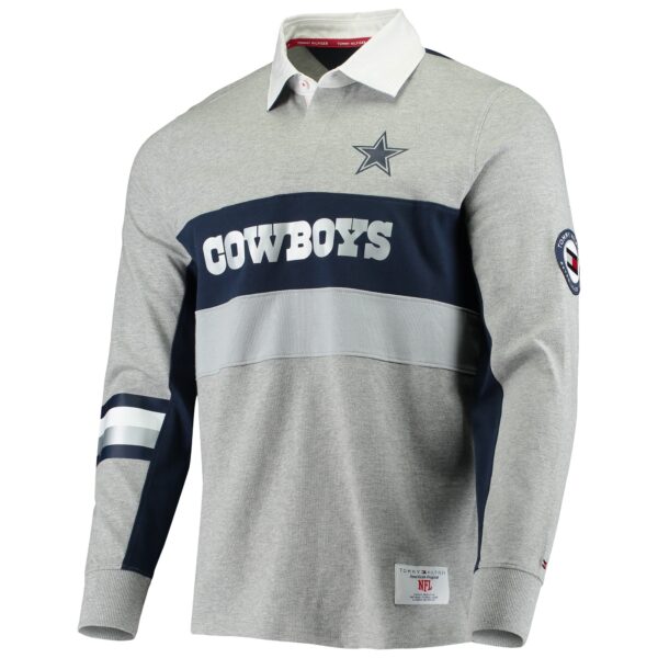 Men's Tommy Hilfiger Heathered Gray Dallas Cowboys Rugby Long Sleeve Polo - Image 2