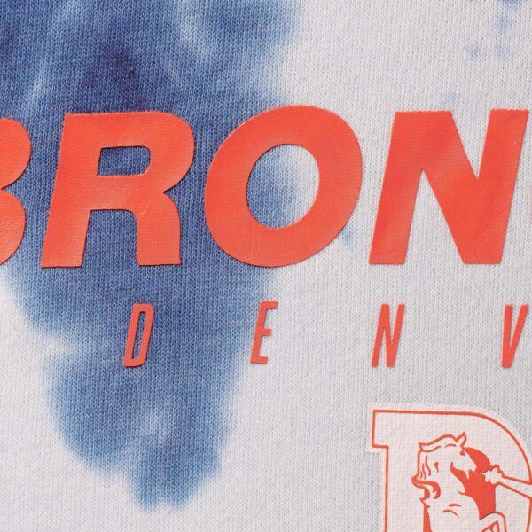 Women's Junk Food Navy Denver Broncos Tie-Dye Cropped Pullover Sweatshirt - Image 3