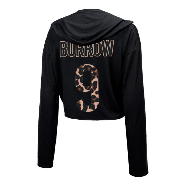 Women's Majestic Threads Joe Burrow Black Cincinnati Bengals Leopard Player Name & Number Long Sleeve Cropped Hoodie - Image 3