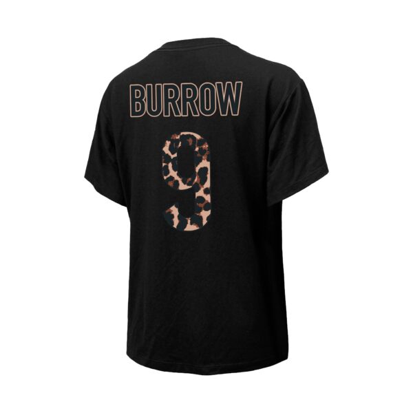 Women's Majestic Threads Joe Burrow Black Cincinnati Bengals Leopard Player Name & Number T-Shirt - Image 3