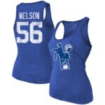 Women's Majestic Threads Quenton Nelson Heathered Royal Indianapolis Colts Name & Number Tri-Blend Tank Top