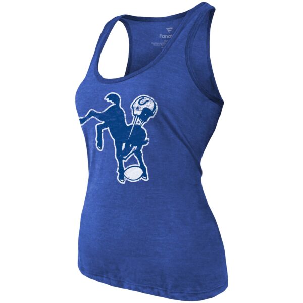Women's Majestic Threads Quenton Nelson Heathered Royal Indianapolis Colts Name & Number Tri-Blend Tank Top - Image 2