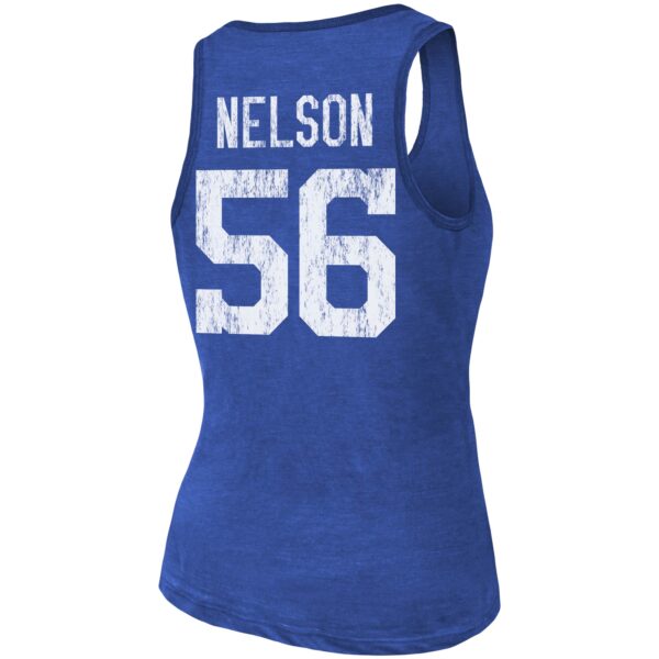 Women's Majestic Threads Quenton Nelson Heathered Royal Indianapolis Colts Name & Number Tri-Blend Tank Top - Image 3