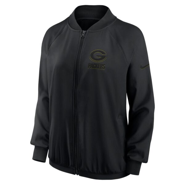 Women's Nike Black Green Bay Packers Raglan Full-Zip Jacket - Image 2