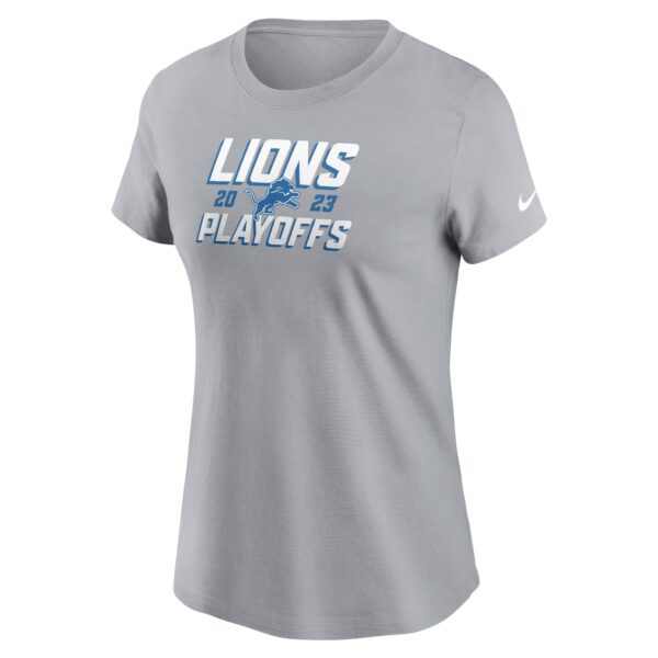 Women's Nike Gray Detroit Lions 2023 NFL Playoffs Iconic T-Shirt - Image 2