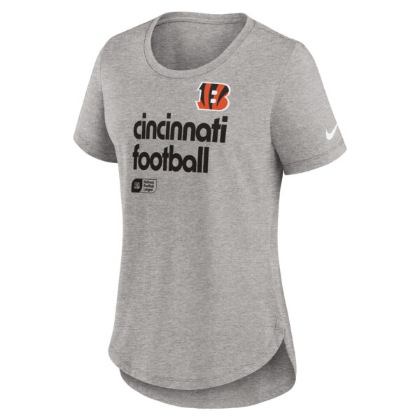 Women's Nike Heather Gray Cincinnati Bengals Team Shout-Out Tri-Blend T-Shirt - Image 2