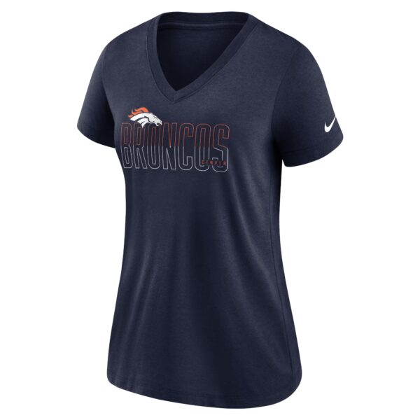 Women's Nike Heathered Navy Denver Broncos Lock Up Tri-Blend V-Neck T-Shirt - Image 2