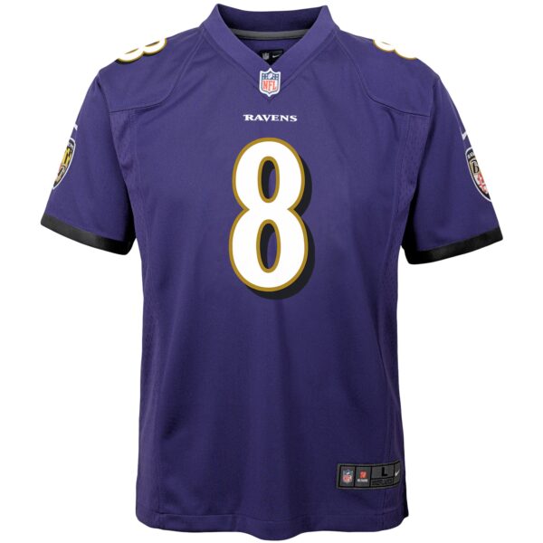 Youth Nike Lamar Jackson Purple Baltimore Ravens Game Jersey - Image 2