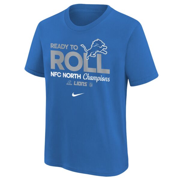 Youth Nike Blue Detroit Lions 2024 NFC North Division Champions Locker Room Trophy Collection T-Shirt - Image 2