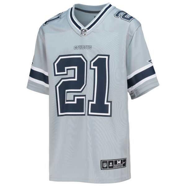 Youth Nike Ezekiel Elliott Gray Dallas Cowboys Inverted Team Game Jersey - Image 2
