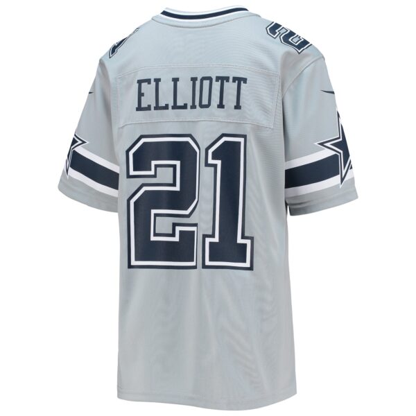 Youth Nike Ezekiel Elliott Gray Dallas Cowboys Inverted Team Game Jersey - Image 3