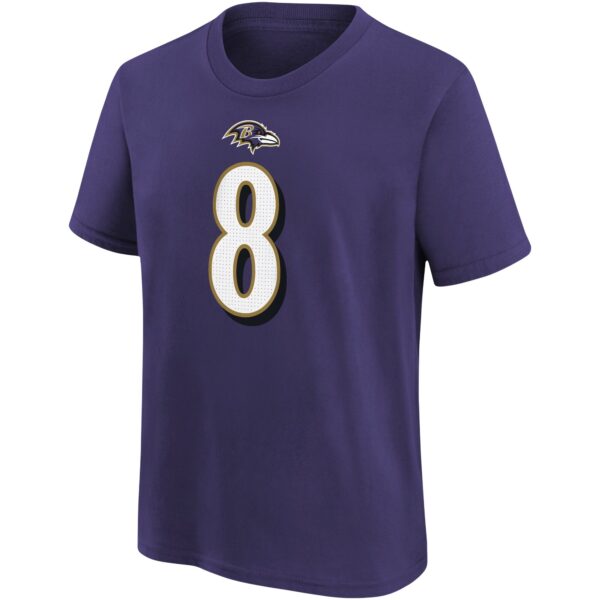 Youth Nike Lamar Jackson Purple Baltimore Ravens Player Name & Number T-Shirt - Image 2