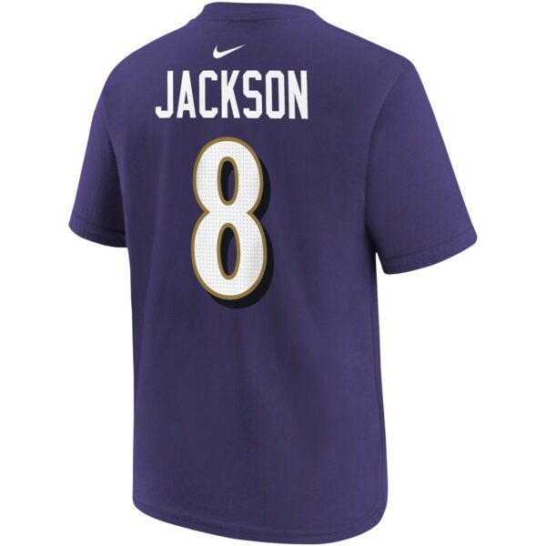 Youth Nike Lamar Jackson Purple Baltimore Ravens Player Name & Number T-Shirt - Image 3