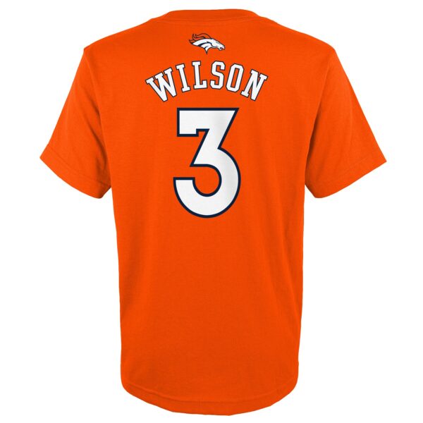 Youth Russell Wilson Orange Denver Broncos Mainliner Player Name & Number T-Shirt - Image 3