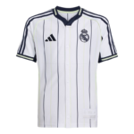Real Madrid 2025-26 casual white striped short sleeved shirt